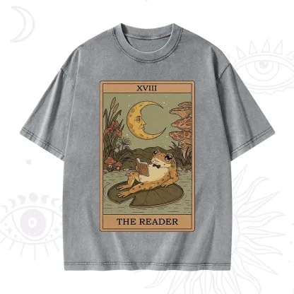 Purplehecate The Reader Frog Tarot Washed T-Shirt