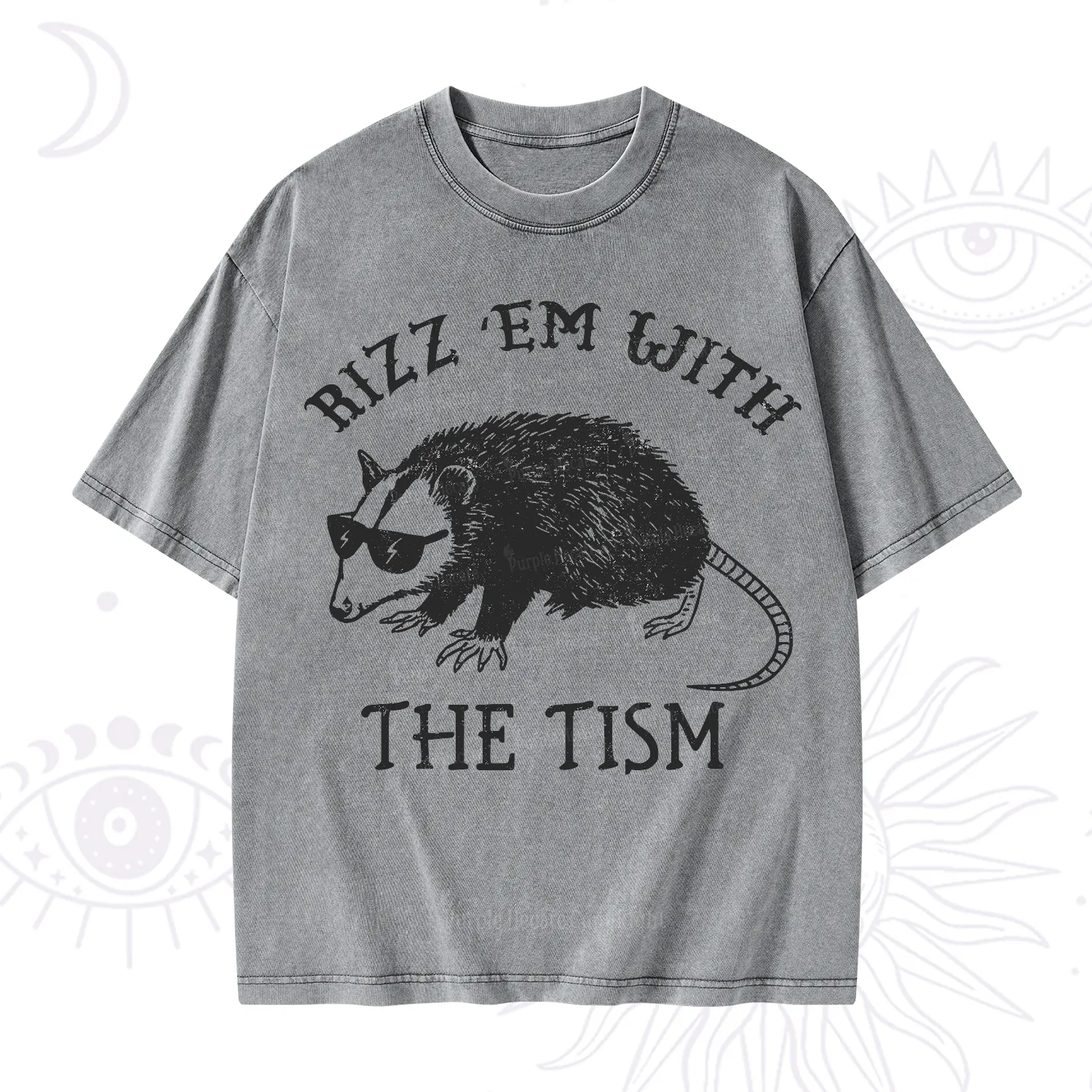 Purplehecate Rizz Em With The Tism Opossum Washed T-Shirt
