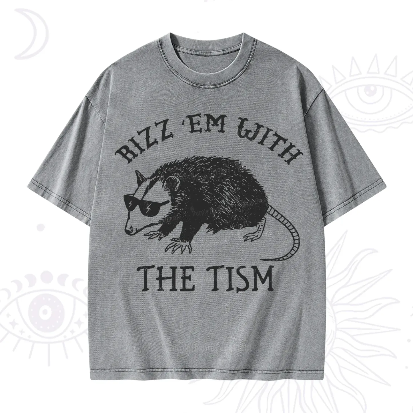 Purplehecate Rizz Em With The Tism Opossum Washed T-Shirt