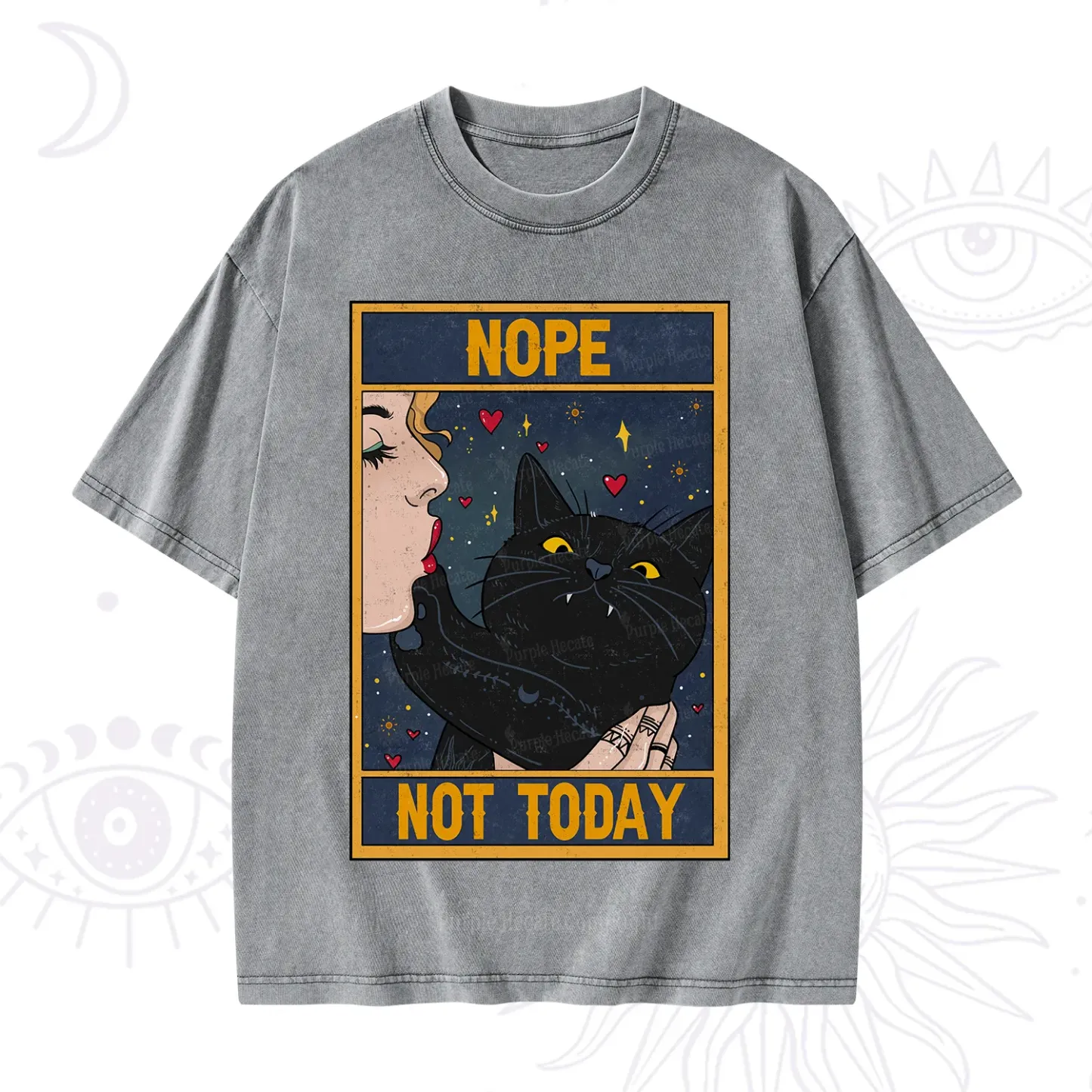 Purplehecate The Nope Not Today Tarot Washed T-Shirt