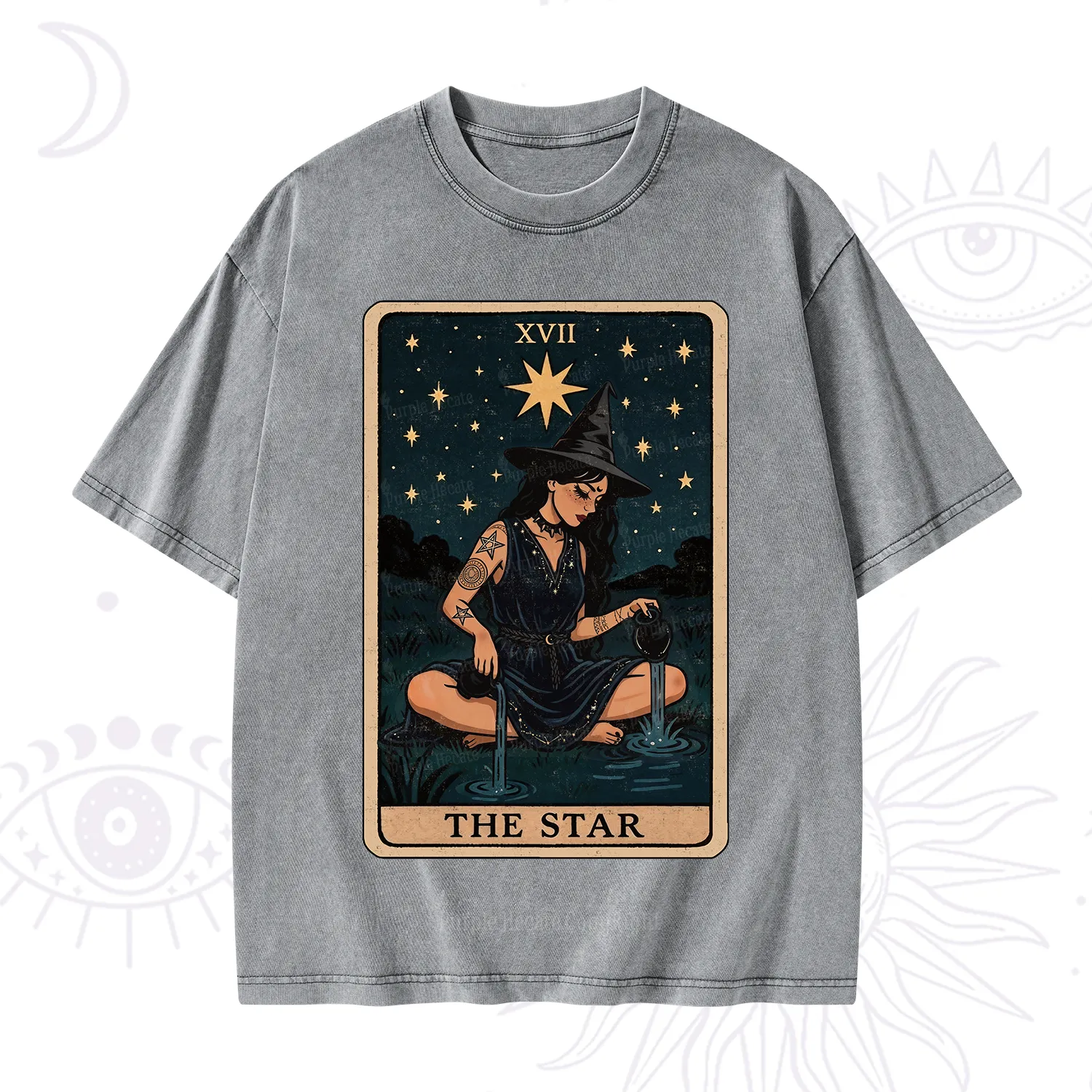Purplehecate The Star Witch Tarot Washed T-Shirt