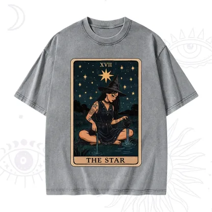 Purplehecate The Star Witch Tarot Washed T-Shirt