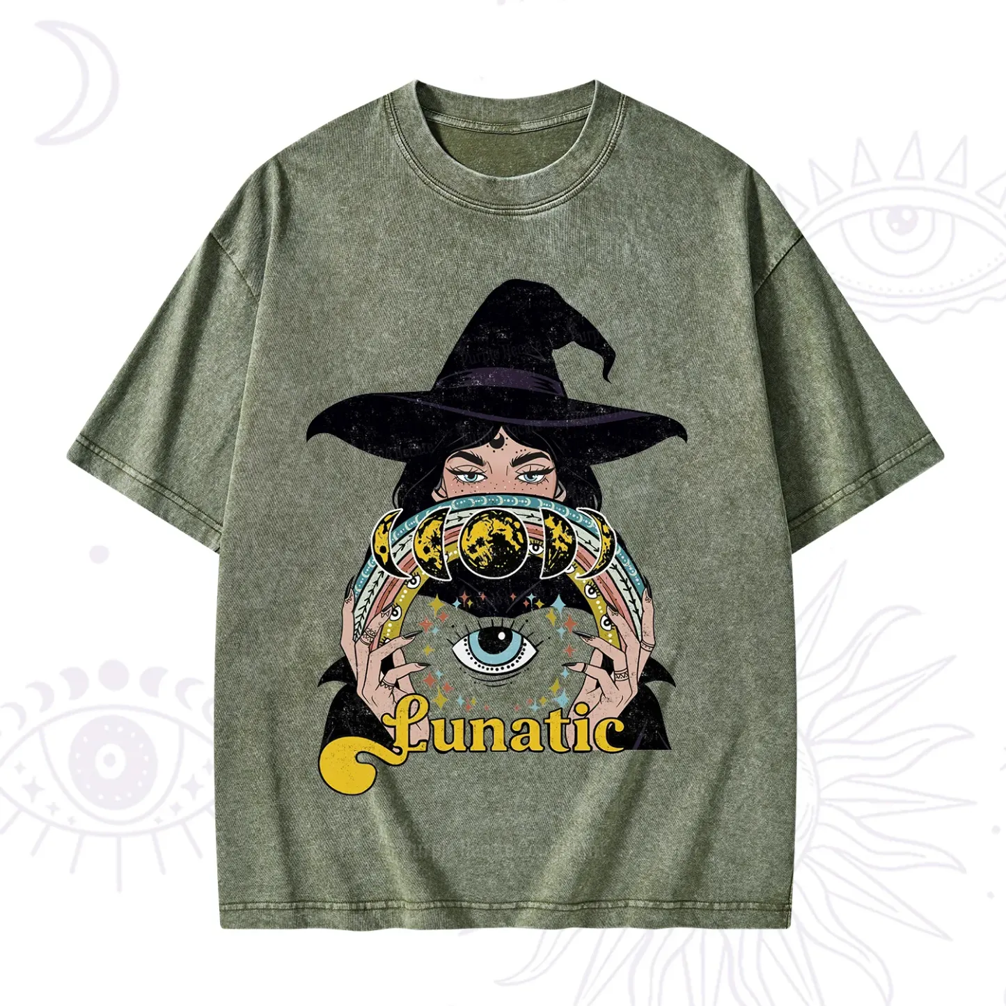 Purplehecate Witch of the Lunatic Moon Phase Washed T-Shirt