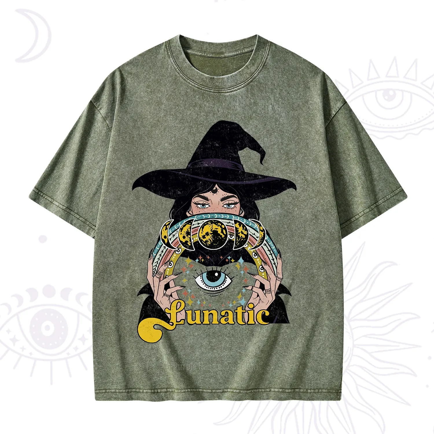 Purplehecate Witch of the Lunatic Moon Phase Washed T-Shirt