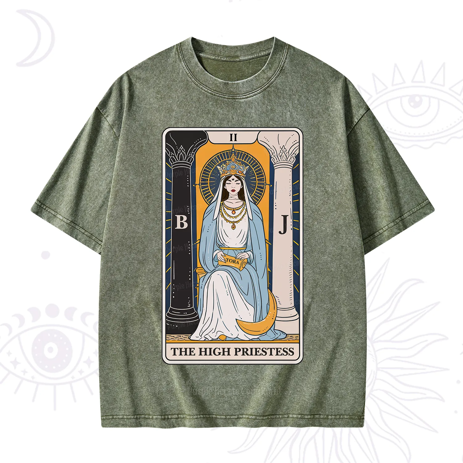 Purplehecate The High Priestess Tarot Card Washed T-Shirt