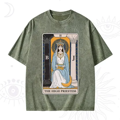 Purplehecate The High Priestess Tarot Card Washed T-Shirt