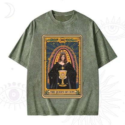 Purplehecate The Queen of Cups Tarot Washed T-Shirt
