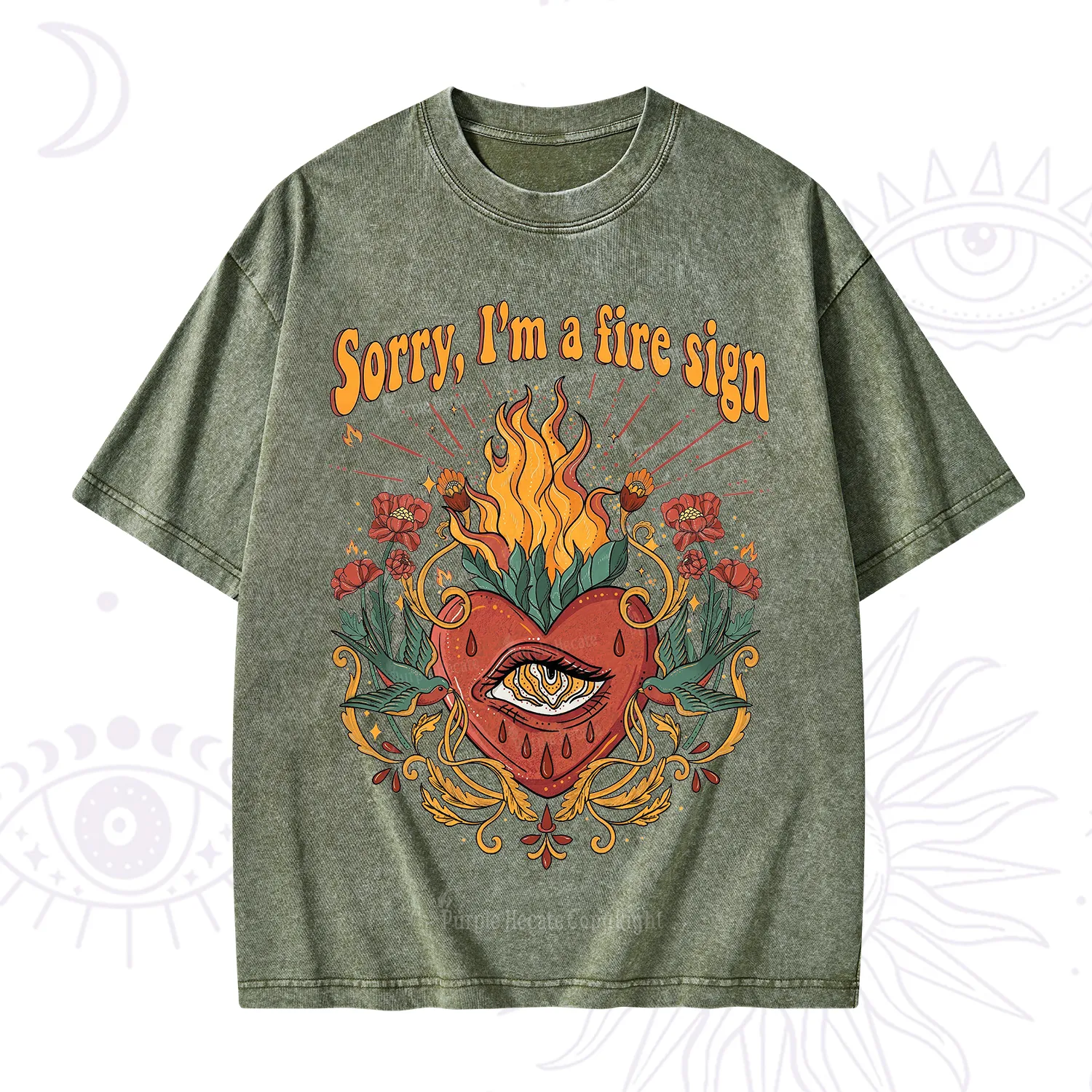 Purplehecate Sorry I'm A Fire Sign Washed T-Shirt
