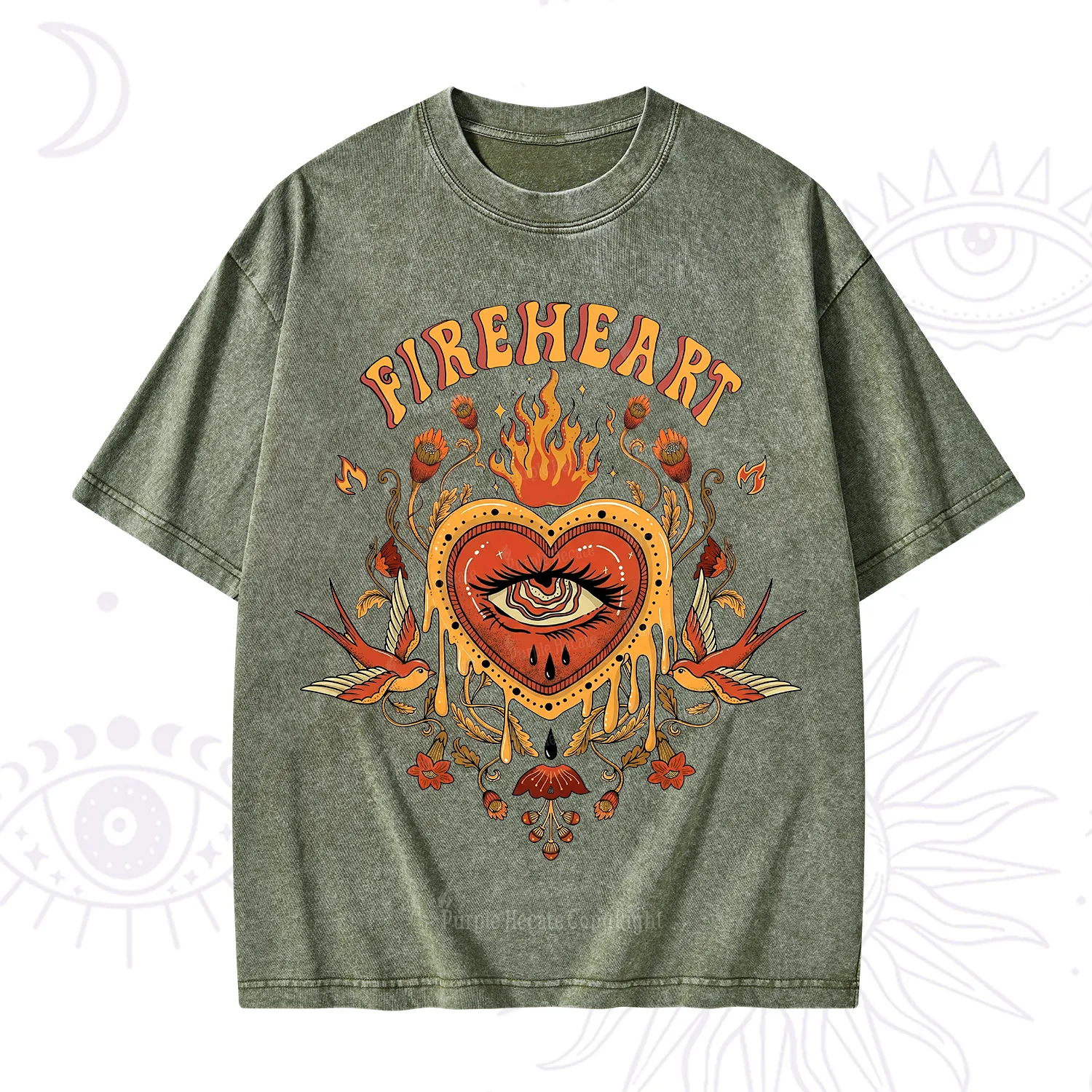 Purplehecate Fireheart Washed T-Shirt