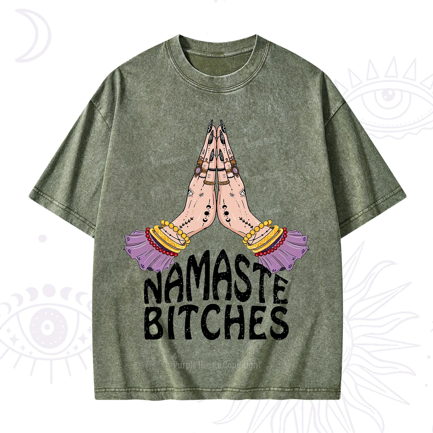 Purplehecate Namaste Bitches Washed T-Shirt