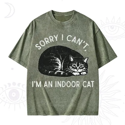 Purplehecate Sorry I Can't I'm an Indoor Cat Washed T-Shirt