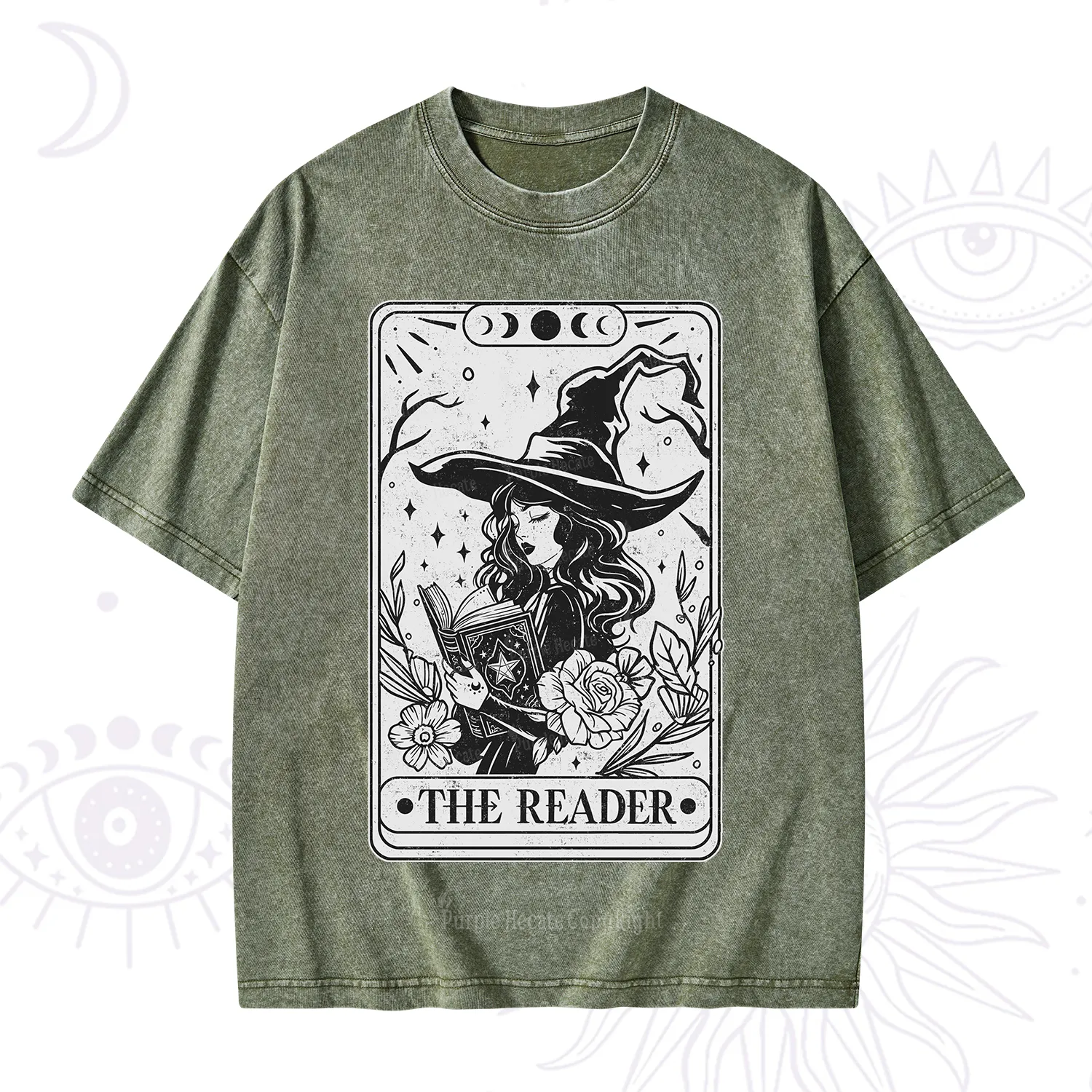 Purplehecate The Witch Reader Tarot Washed T-Shirt