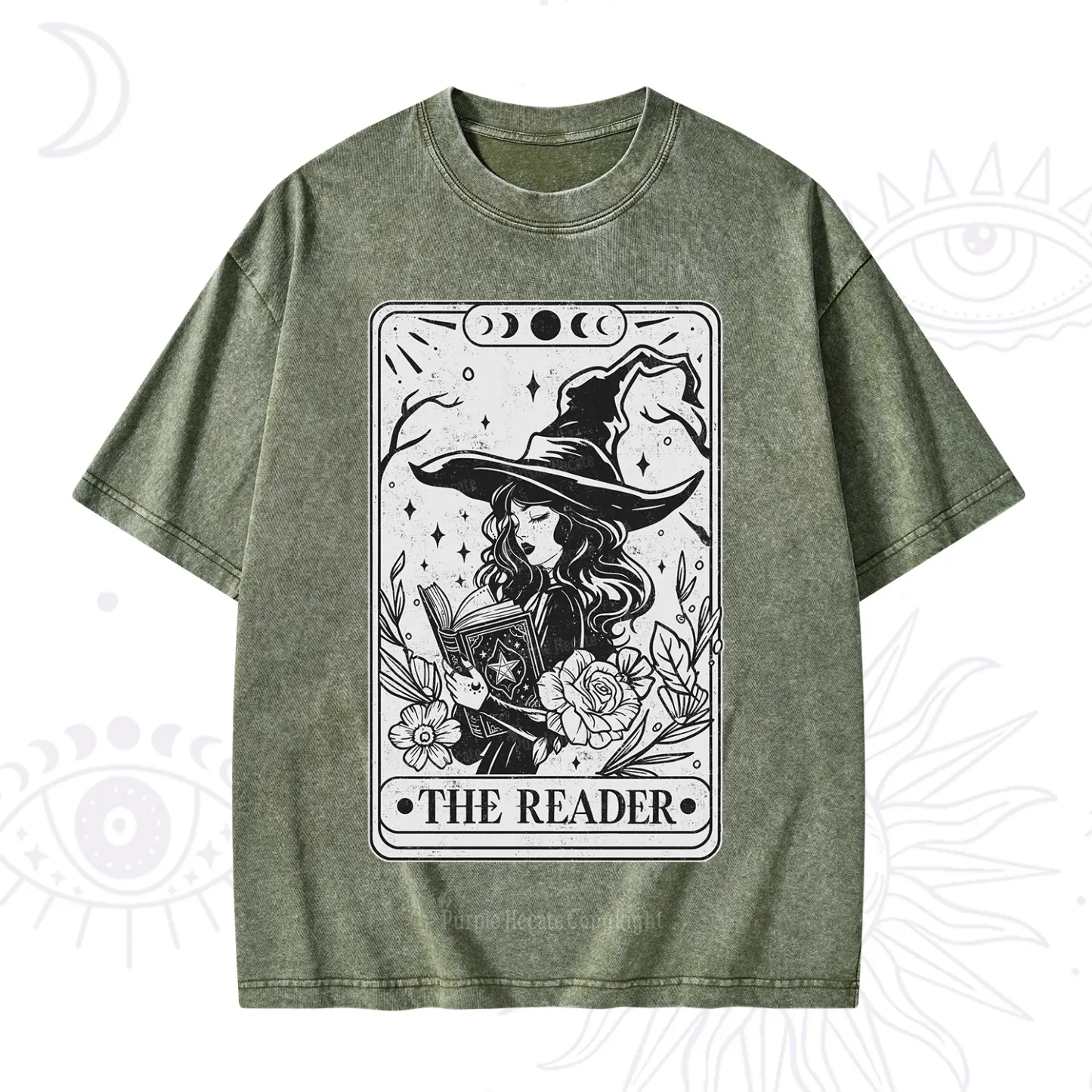 Purplehecate The Witch Reader Tarot Washed T-Shirt