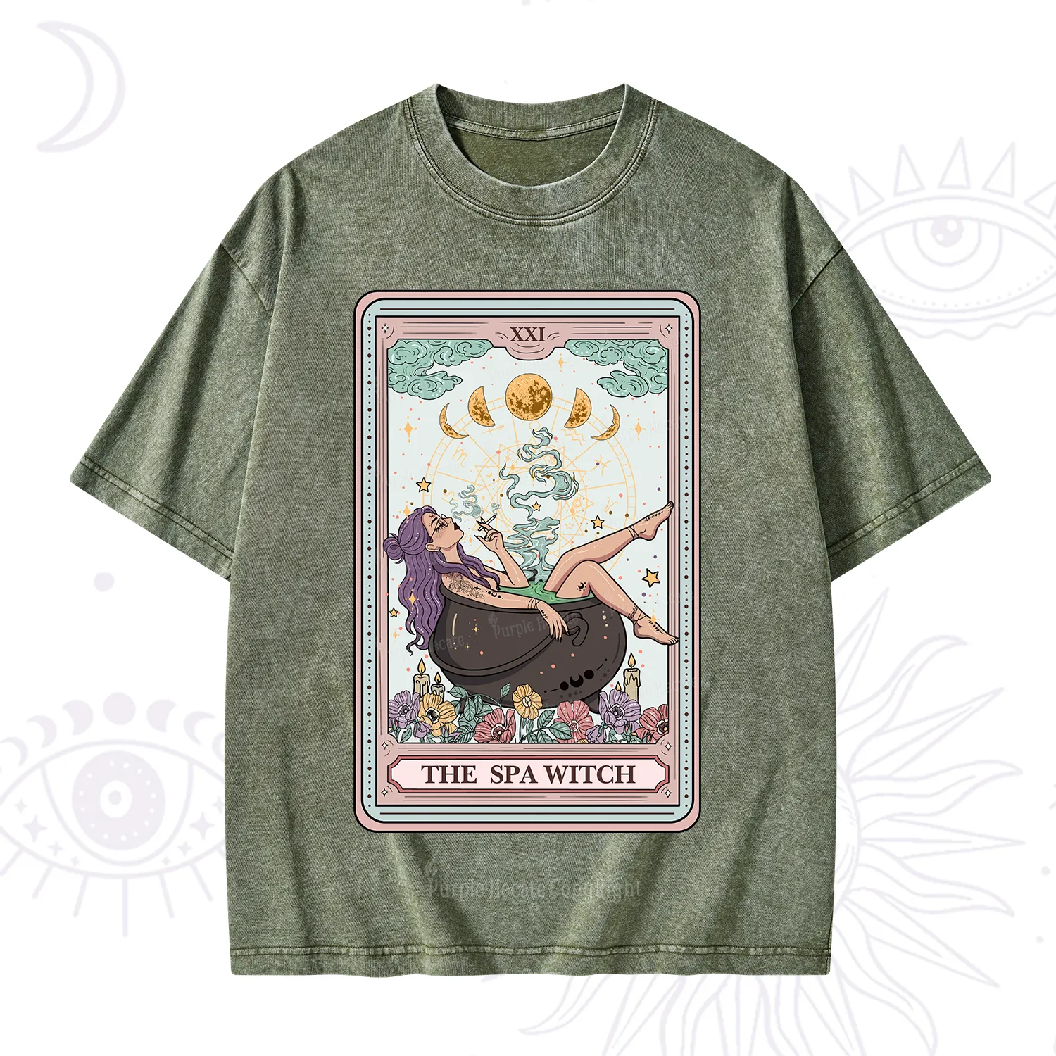 Purplehecate The Spa Witch Tarot Card Washed T-Shirt
