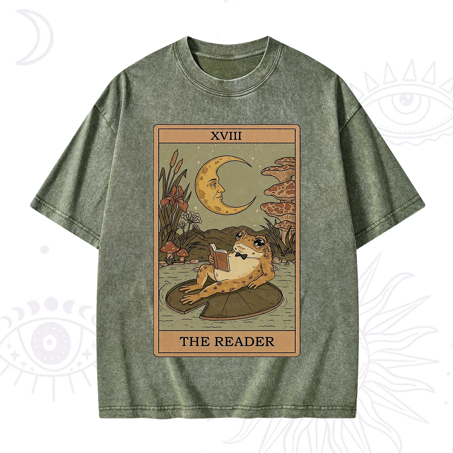 Purplehecate The Reader Frog Tarot Washed T-Shirt