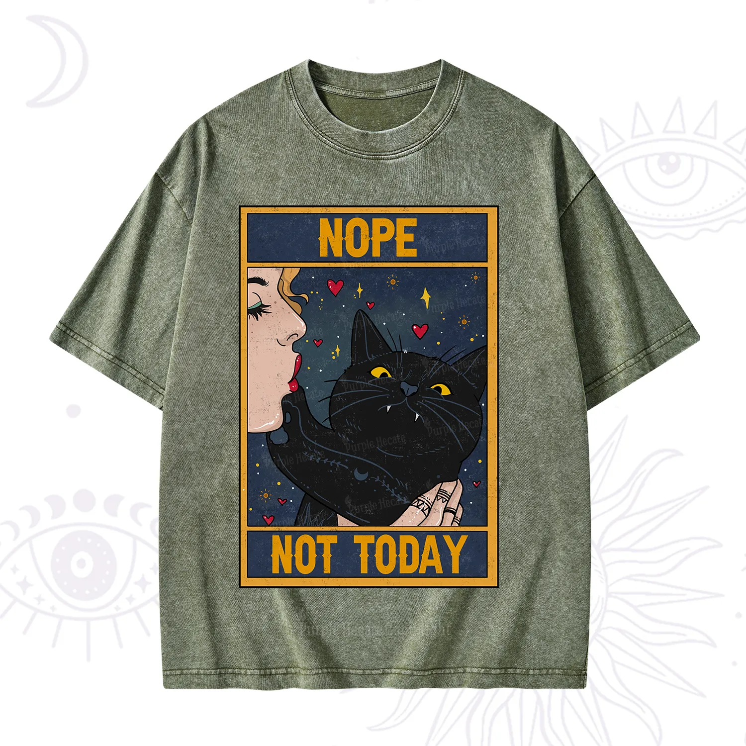 Purplehecate The Nope Not Today Tarot Washed T-Shirt