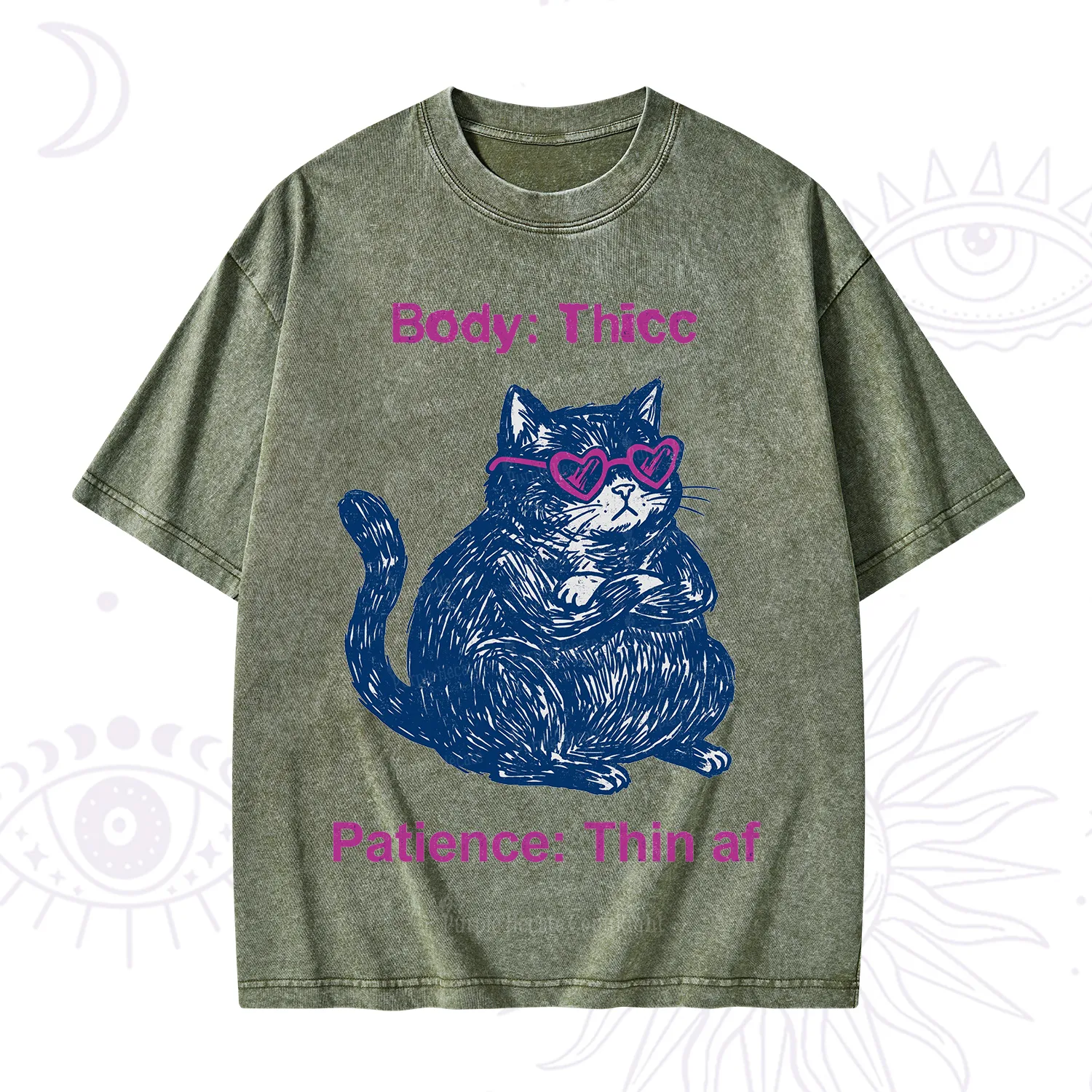 Purplehecate Body Thicc Patience Thin Af Cat Washed T-Shirt
