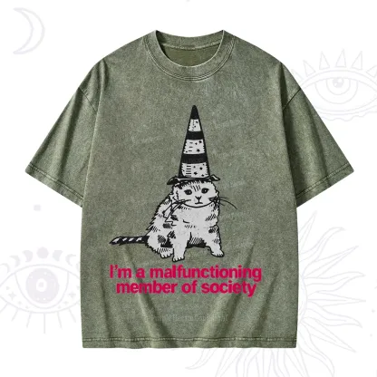 Purplehecate Social Anxiety Cat Washed T-Shirt