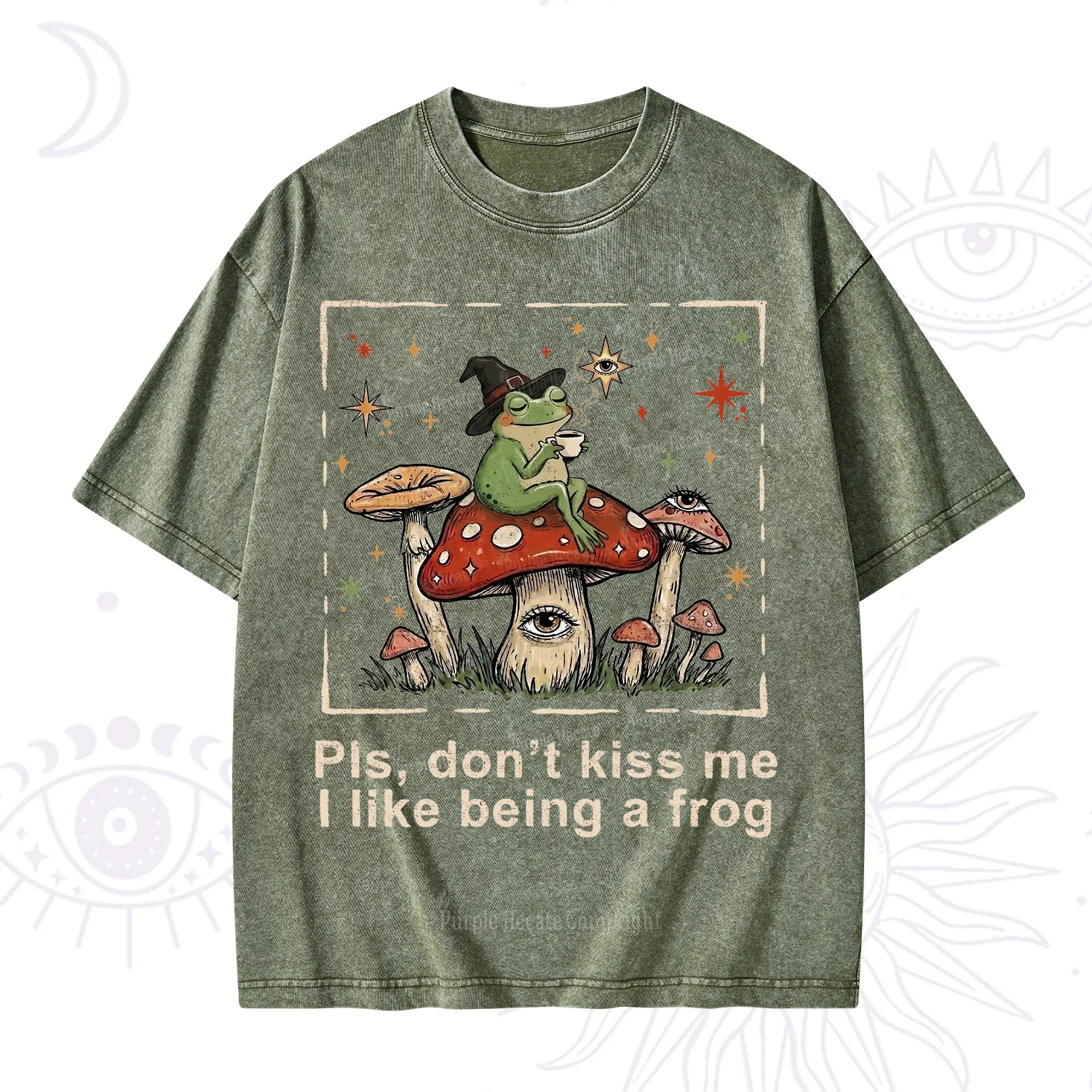 Purplehecate Please Don't Kiss Me I like Being A Frog Washed T-Shirt