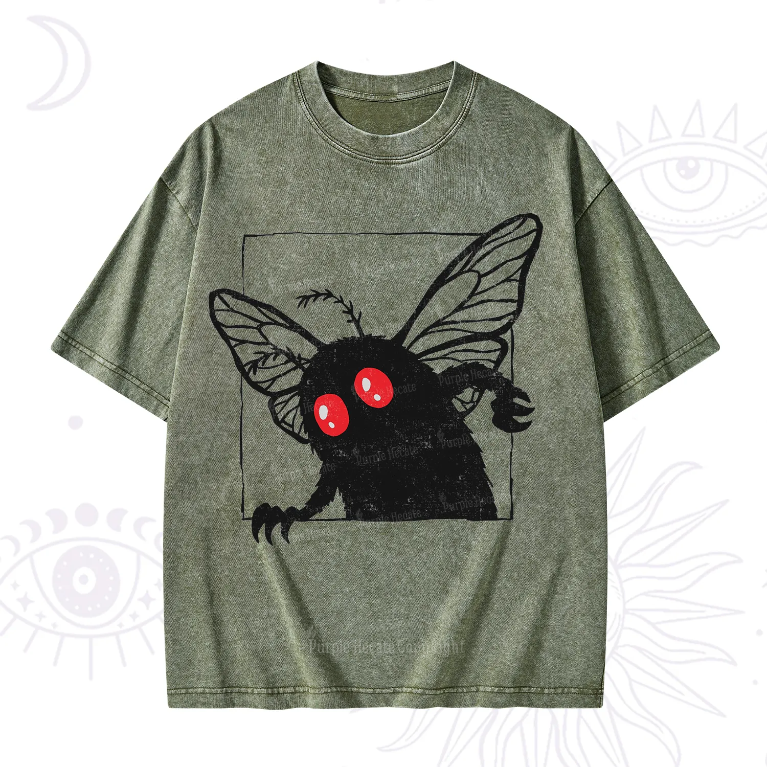Purplehecate The Curious Mothman Washed T-Shirt