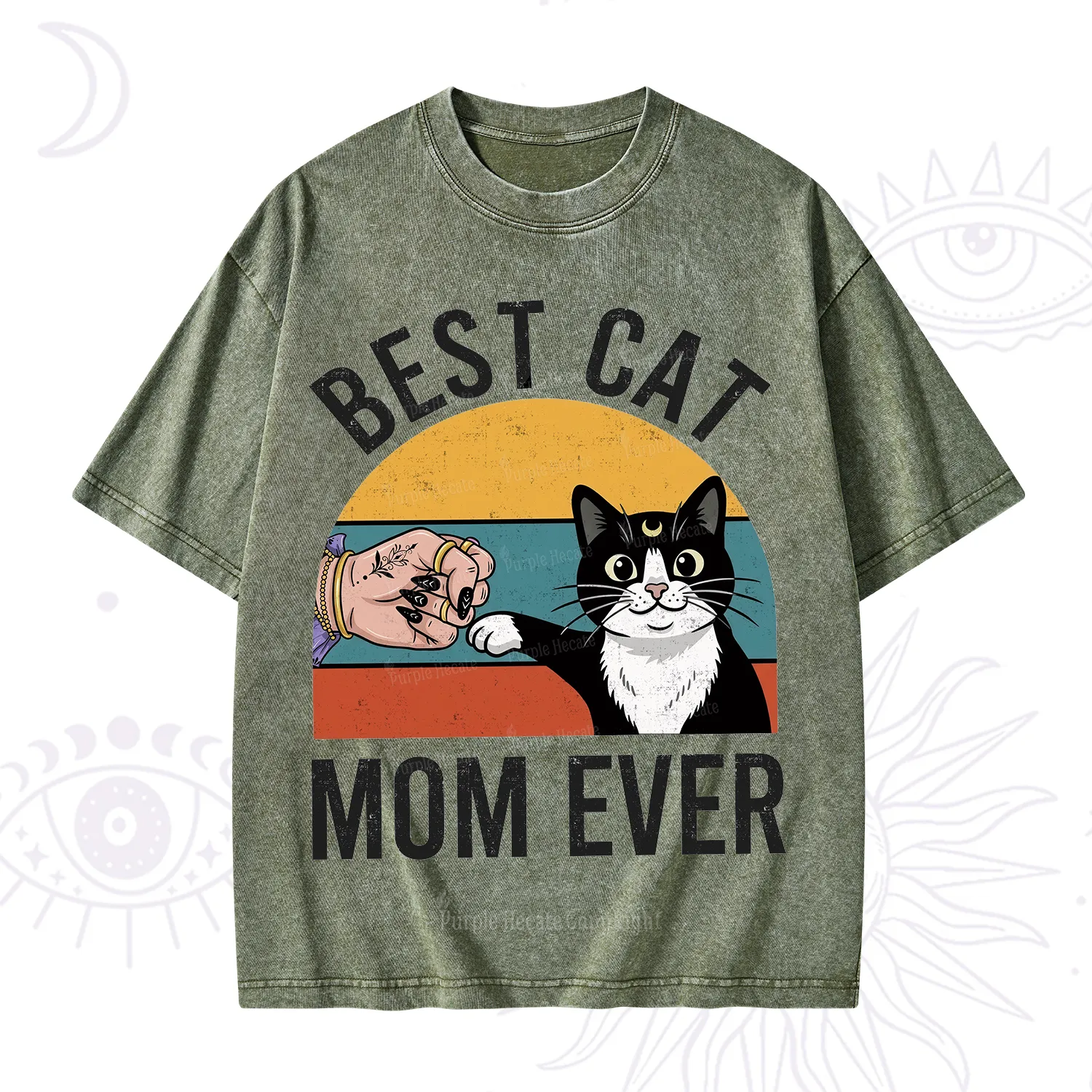 Purplehecate Best Cat Mom Ever Washed T-Shirt