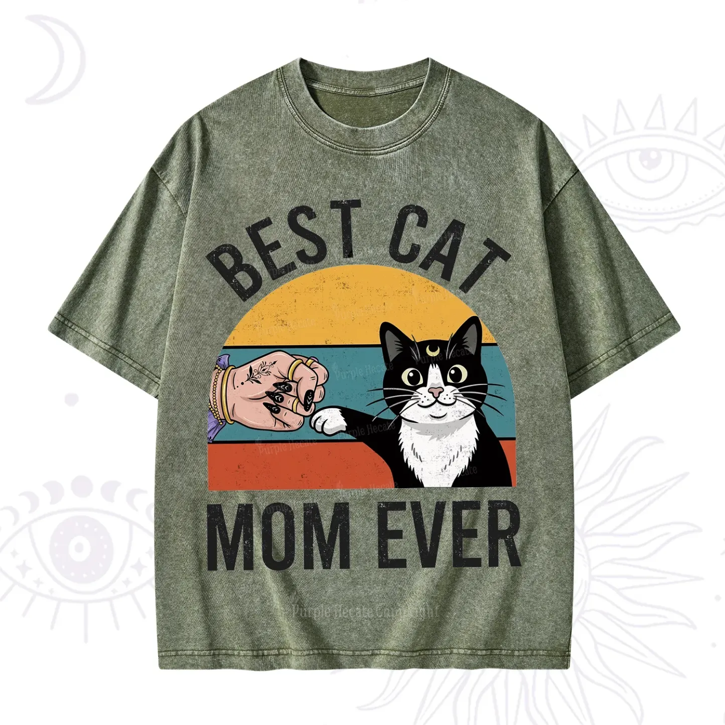 Purplehecate Best Cat Mom Ever Washed T-Shirt