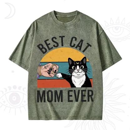 Purplehecate Best Cat Mom Ever Washed T-Shirt