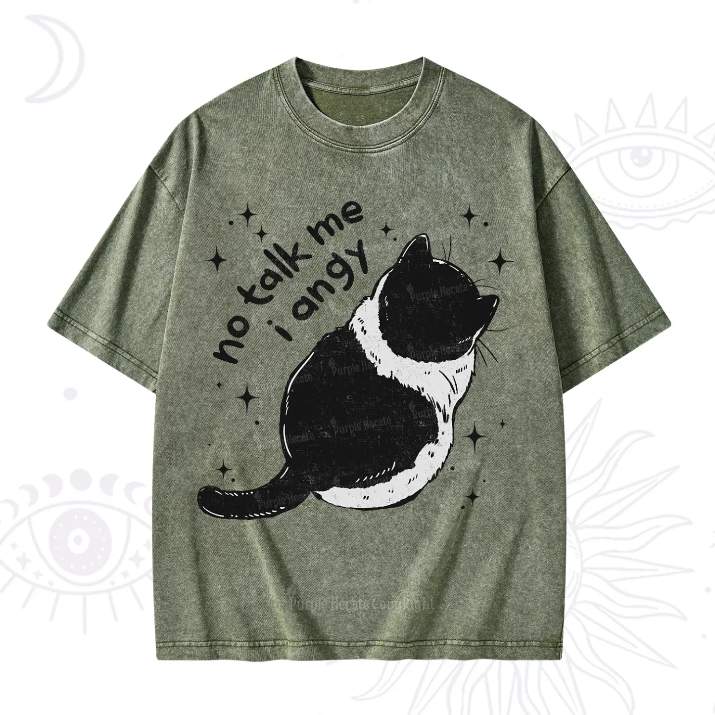 Purplehecate No Talk Me Im Angy Cat Washed T-Shirt