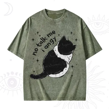 Purplehecate No Talk Me Im Angy Cat Washed T-Shirt