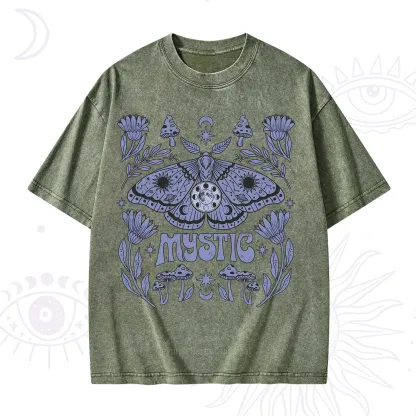Purplehecate Celestial Moth Mushrooms Washed T-Shirt