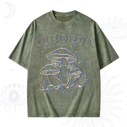 Purplehecate Mushroom and Moon Washed T-Shirt