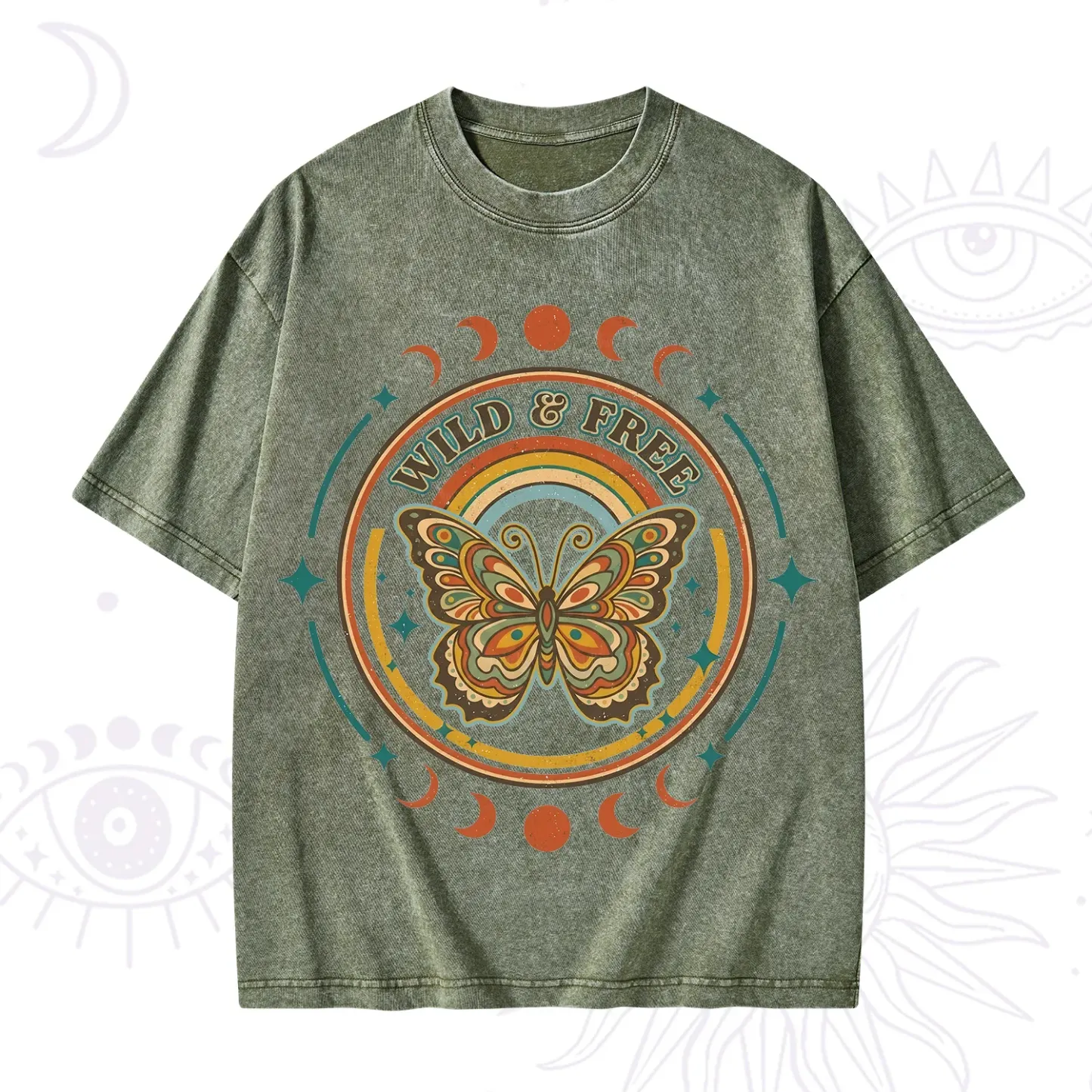 Purplehecate Wild And Free Butterfly Washed T-Shirt