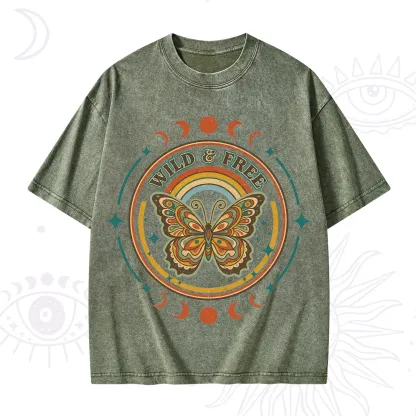 Purplehecate Wild And Free Butterfly Washed T-Shirt