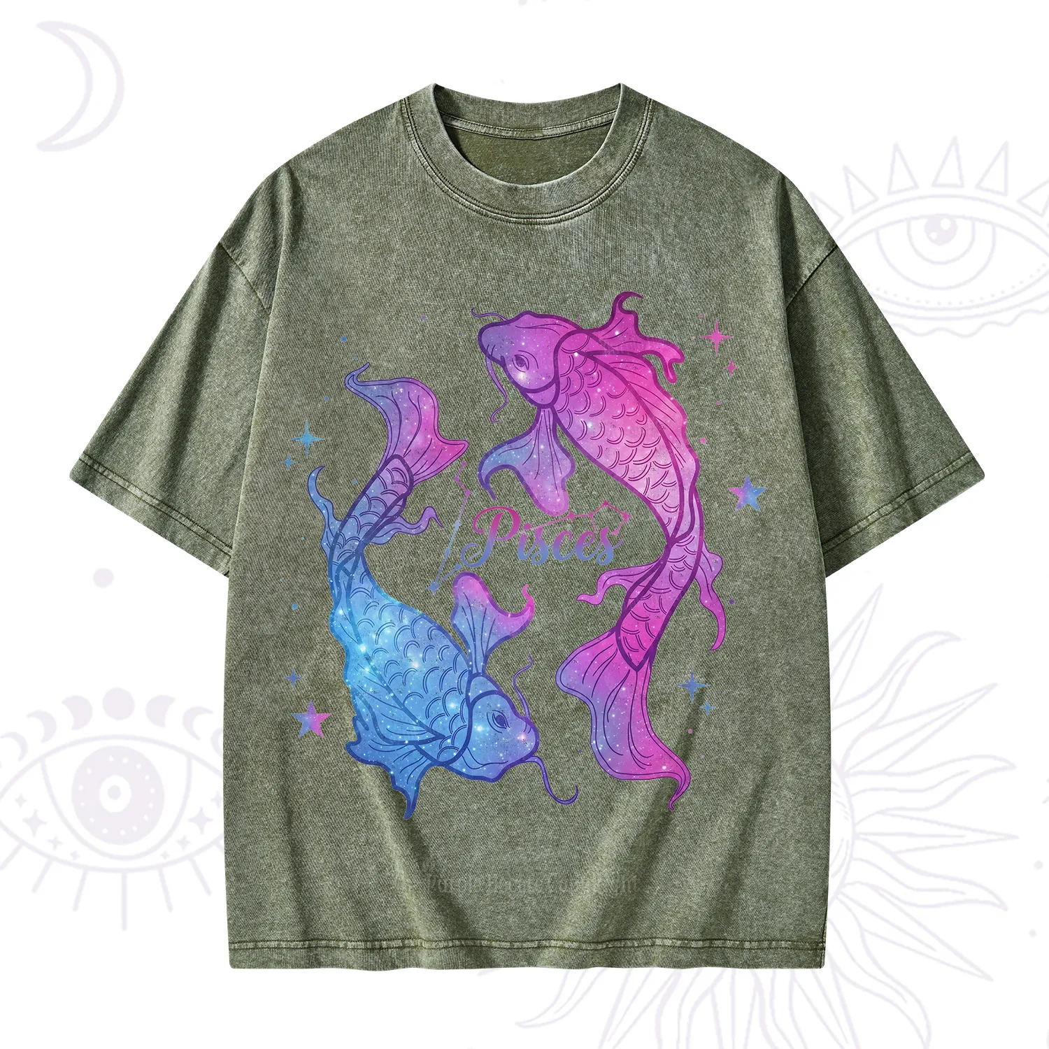Purplehecate Pisces Zodiac Washed T-Shirt