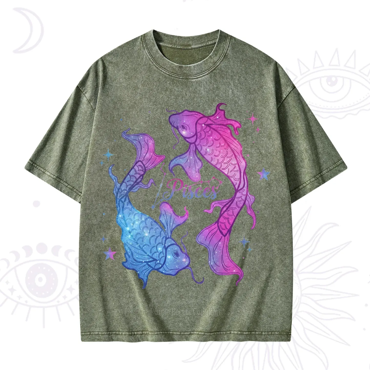 Purplehecate Pisces Zodiac Washed T-Shirt