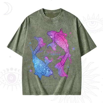 Purplehecate Pisces Zodiac Washed T-Shirt