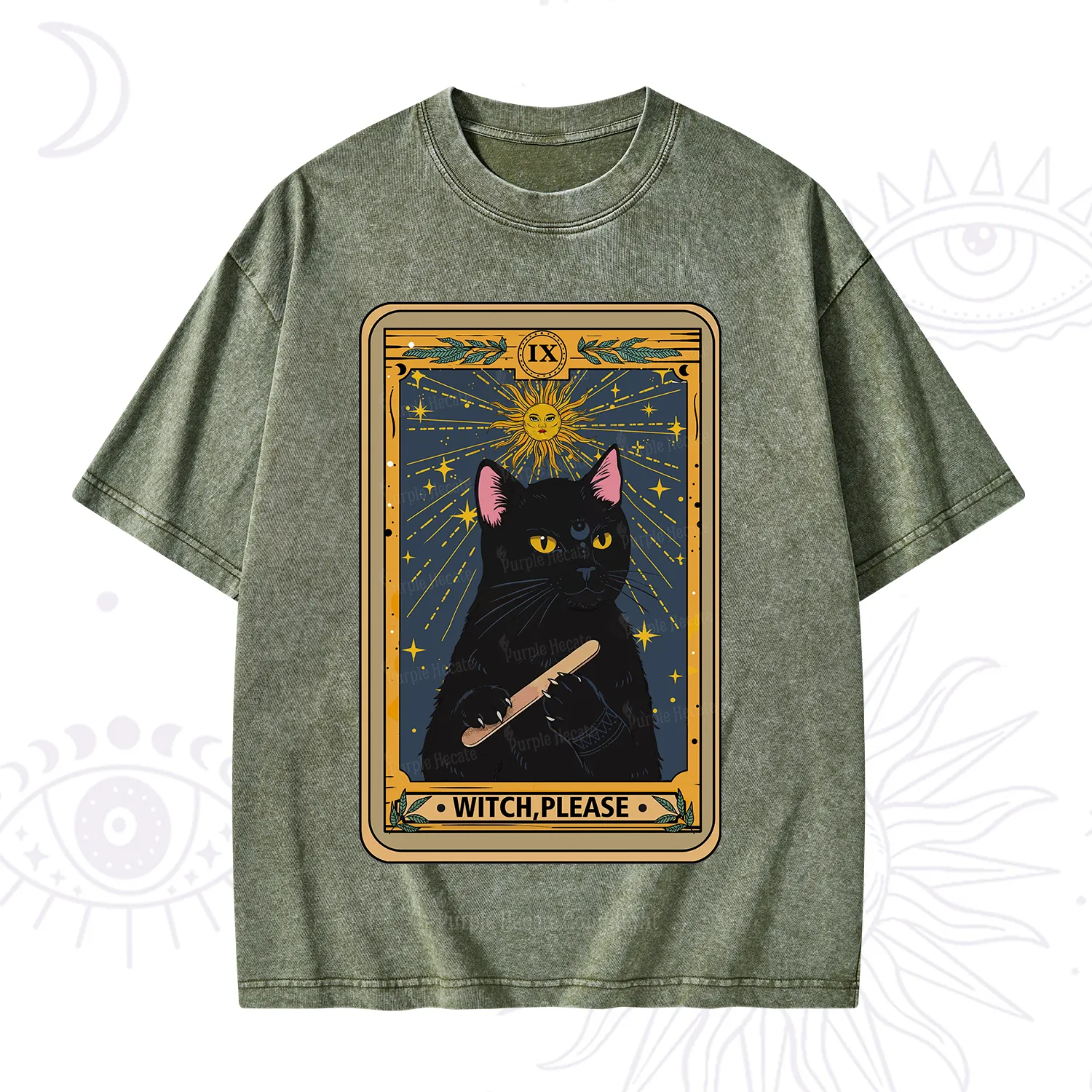 Purplehecate The Witch Please Tarot Washed T-Shirt