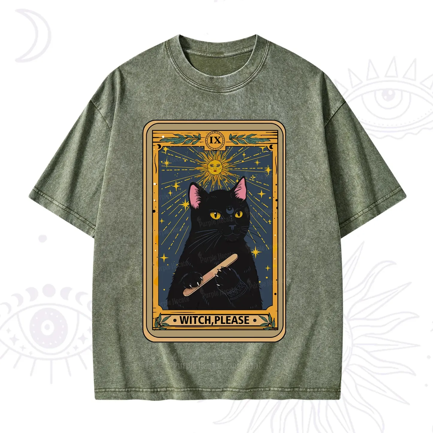 Purplehecate The Witch Please Tarot Washed T-Shirt