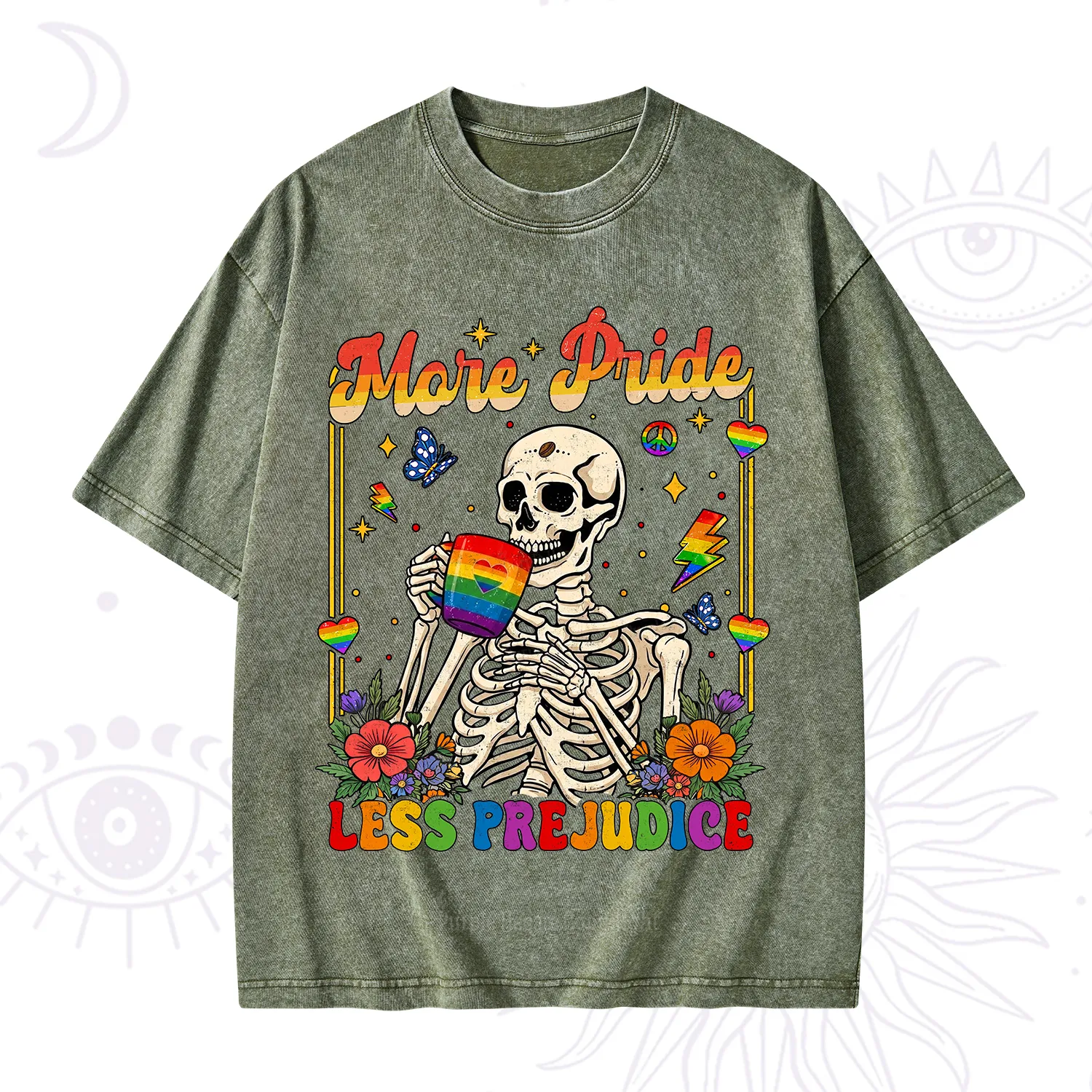 Purplehecate More Pride Less Prejudice Skeleton Washed T-Shirt