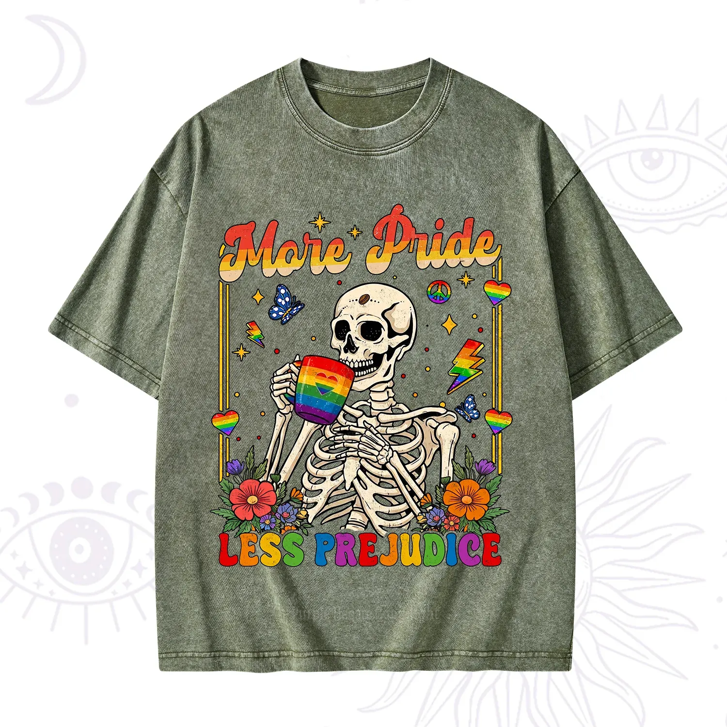 Purplehecate More Pride Less Prejudice Skeleton Washed T-Shirt