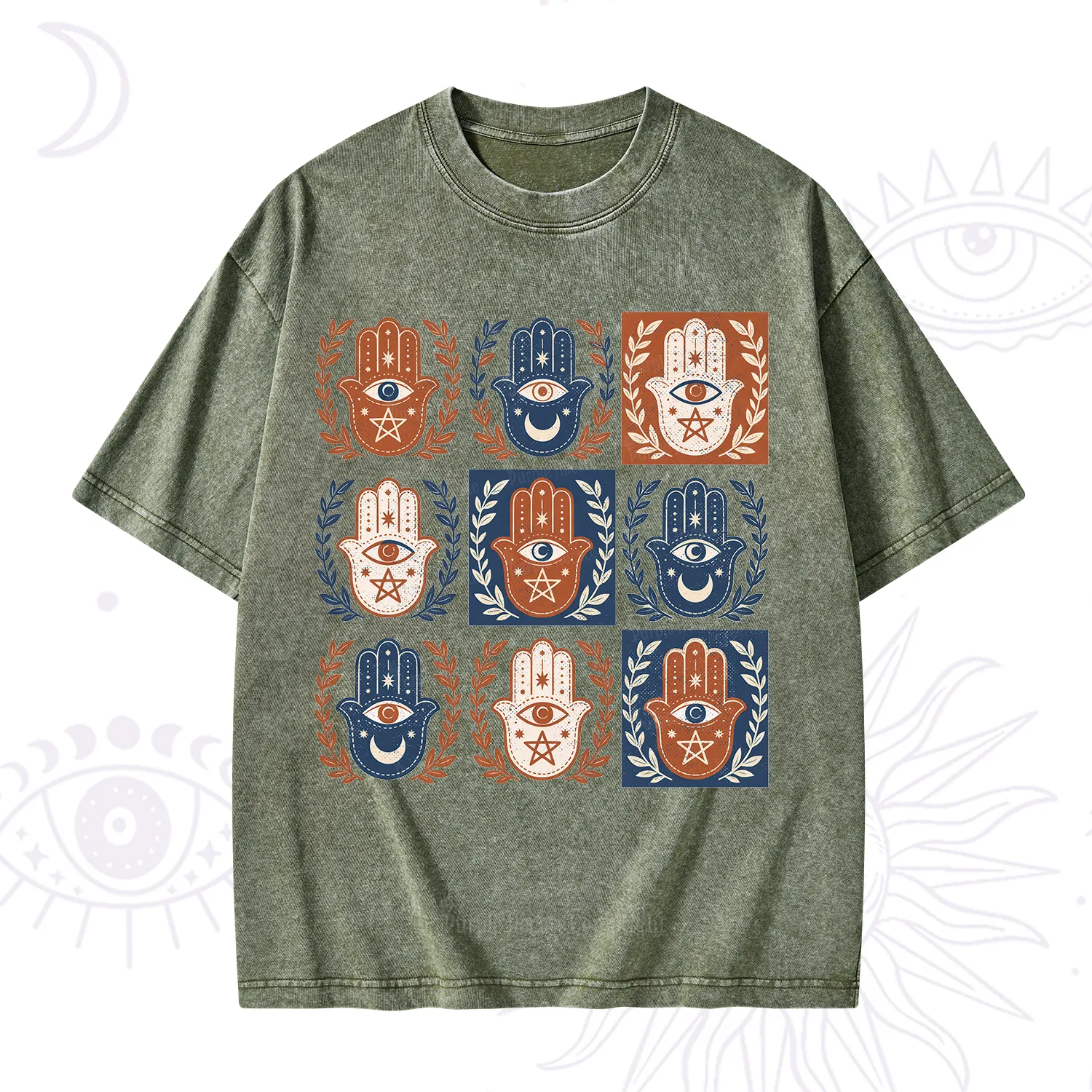 Purplehecate Hamsa Hand Washed T-Shirt
