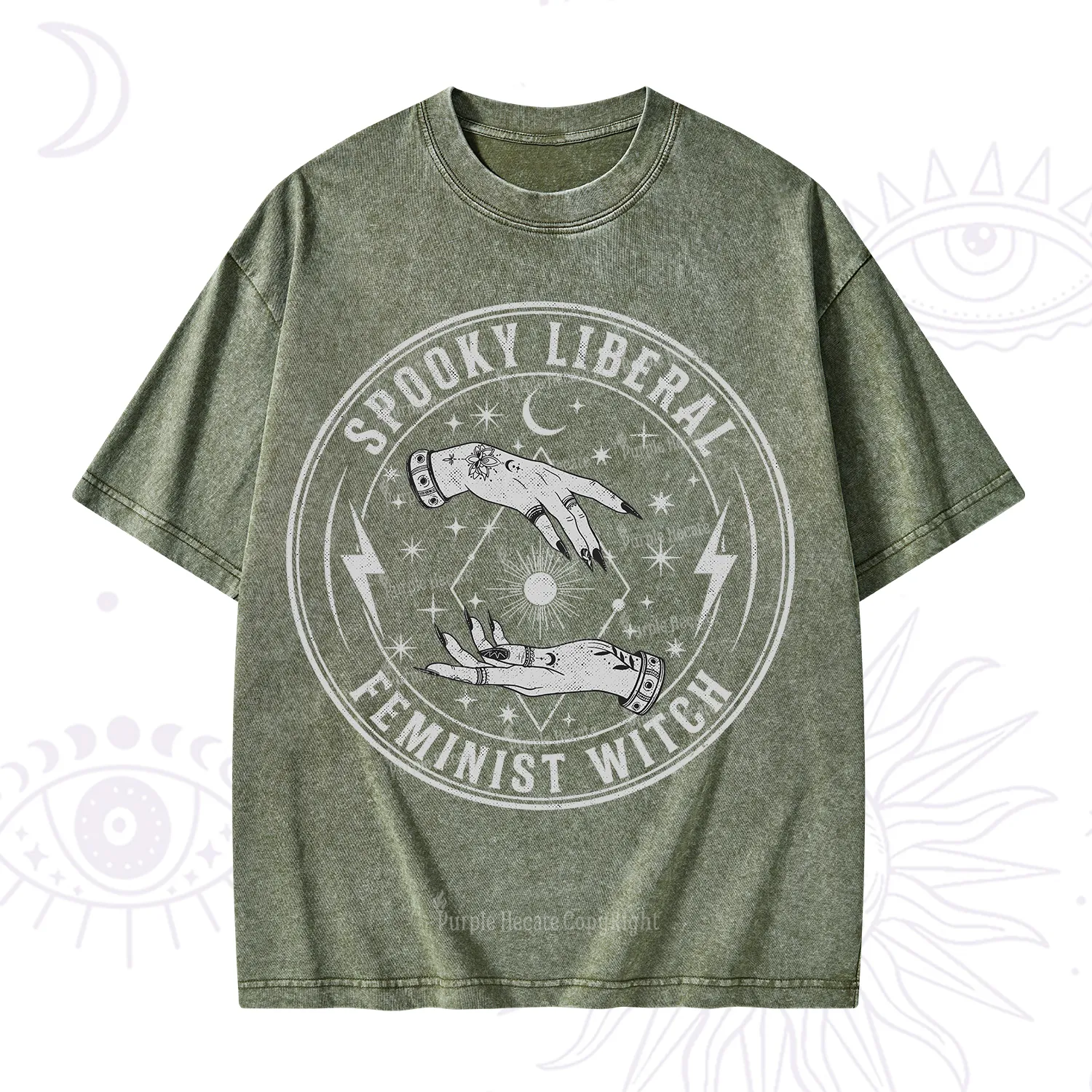 Purplehecate Spooky Liberal Feminist Witch Washed T-Shirt