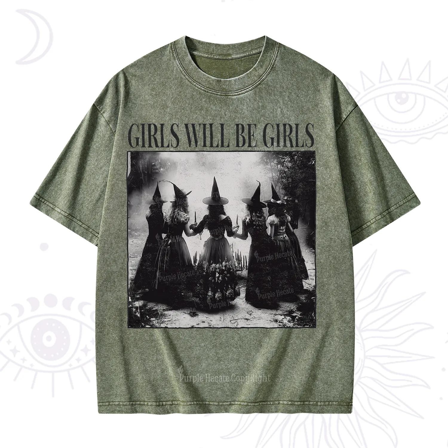 Purplehecate Girl Will Be Girl Witch Washed T-Shirt