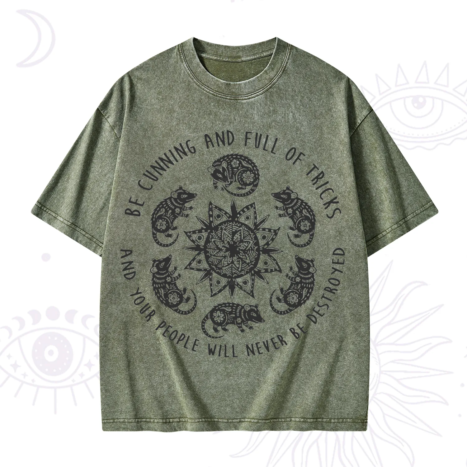 Purplehecate Cunning Possum Protection Spell Washed T-Shirt