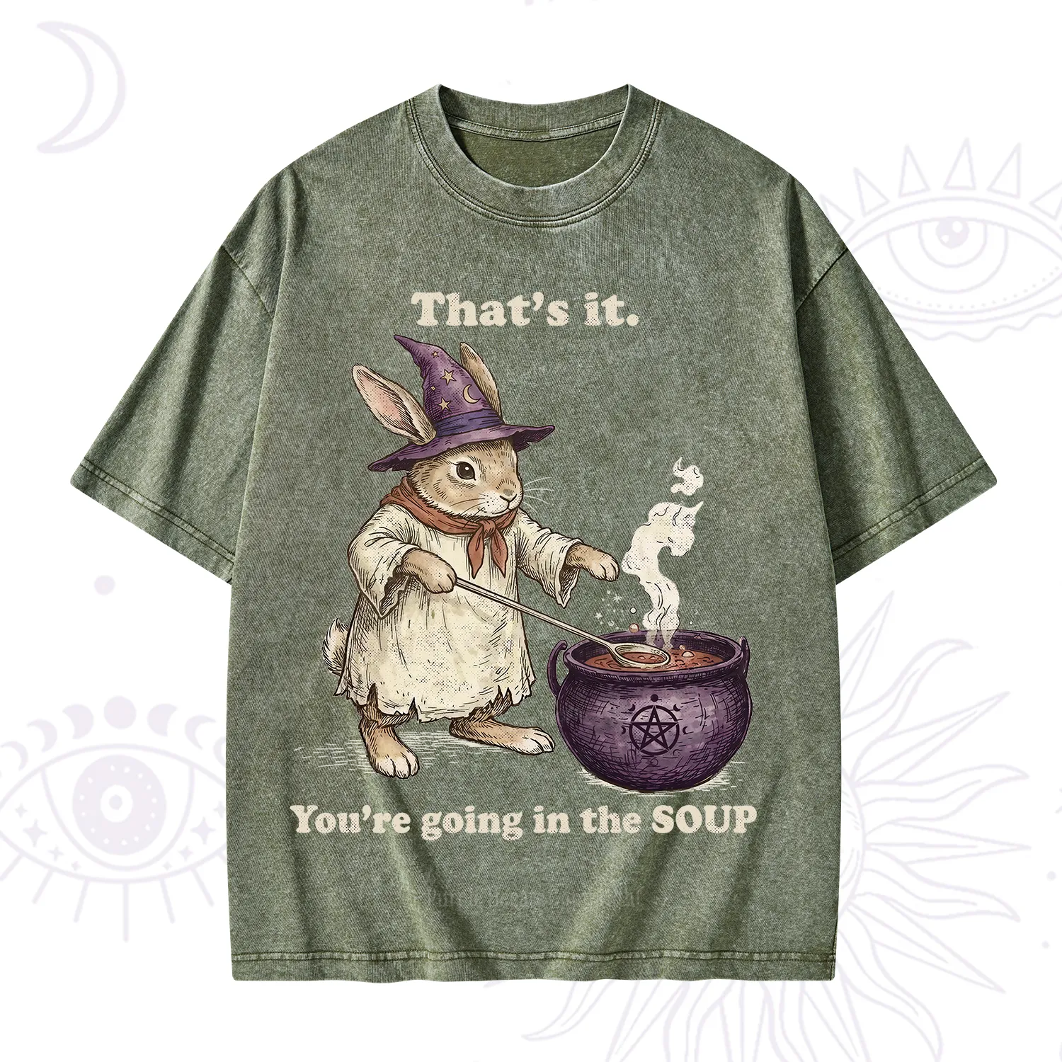 Purplehecate That's It You're Going in the Soup Witch Bunny Washed T-Shirt