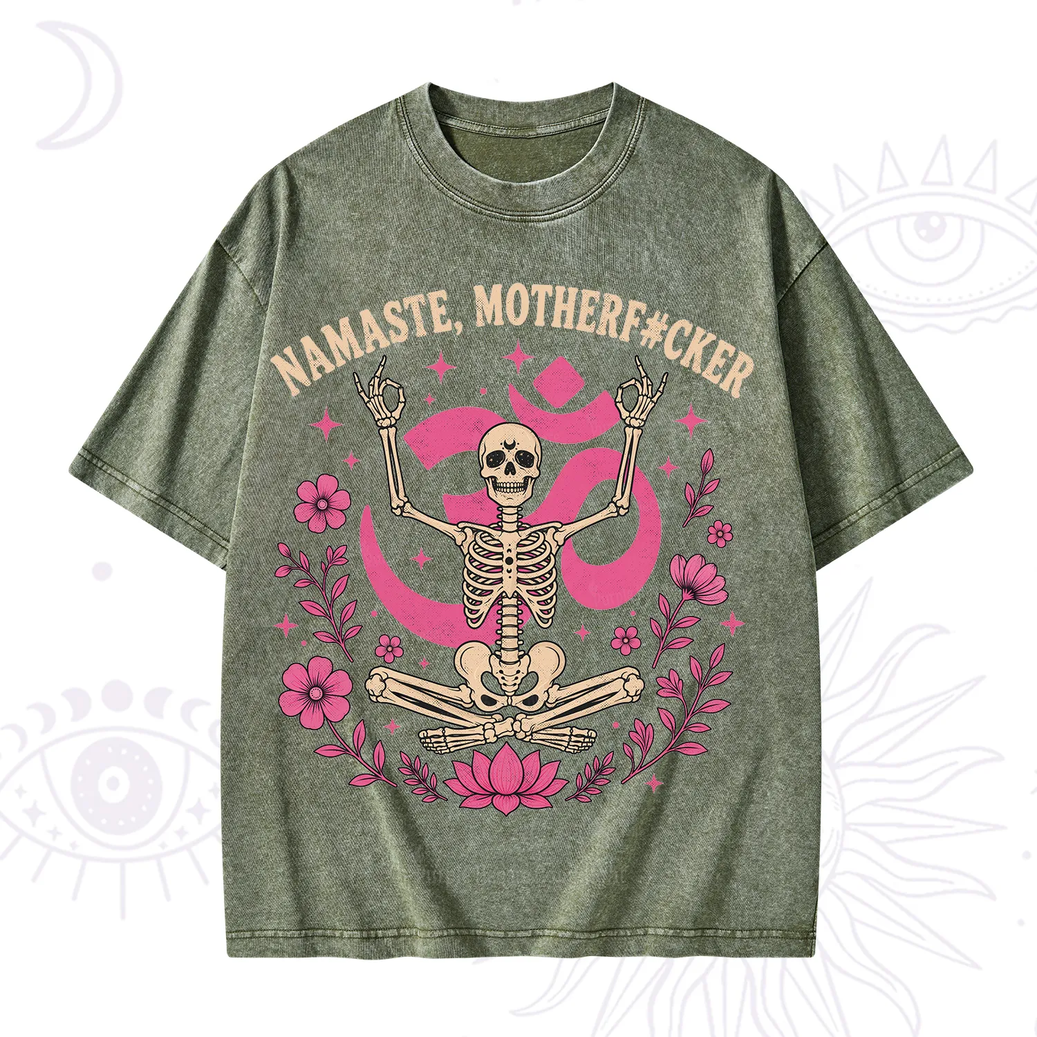 Purplehecate Namaste Motherf*cker Skeleton Washed T-Shirt