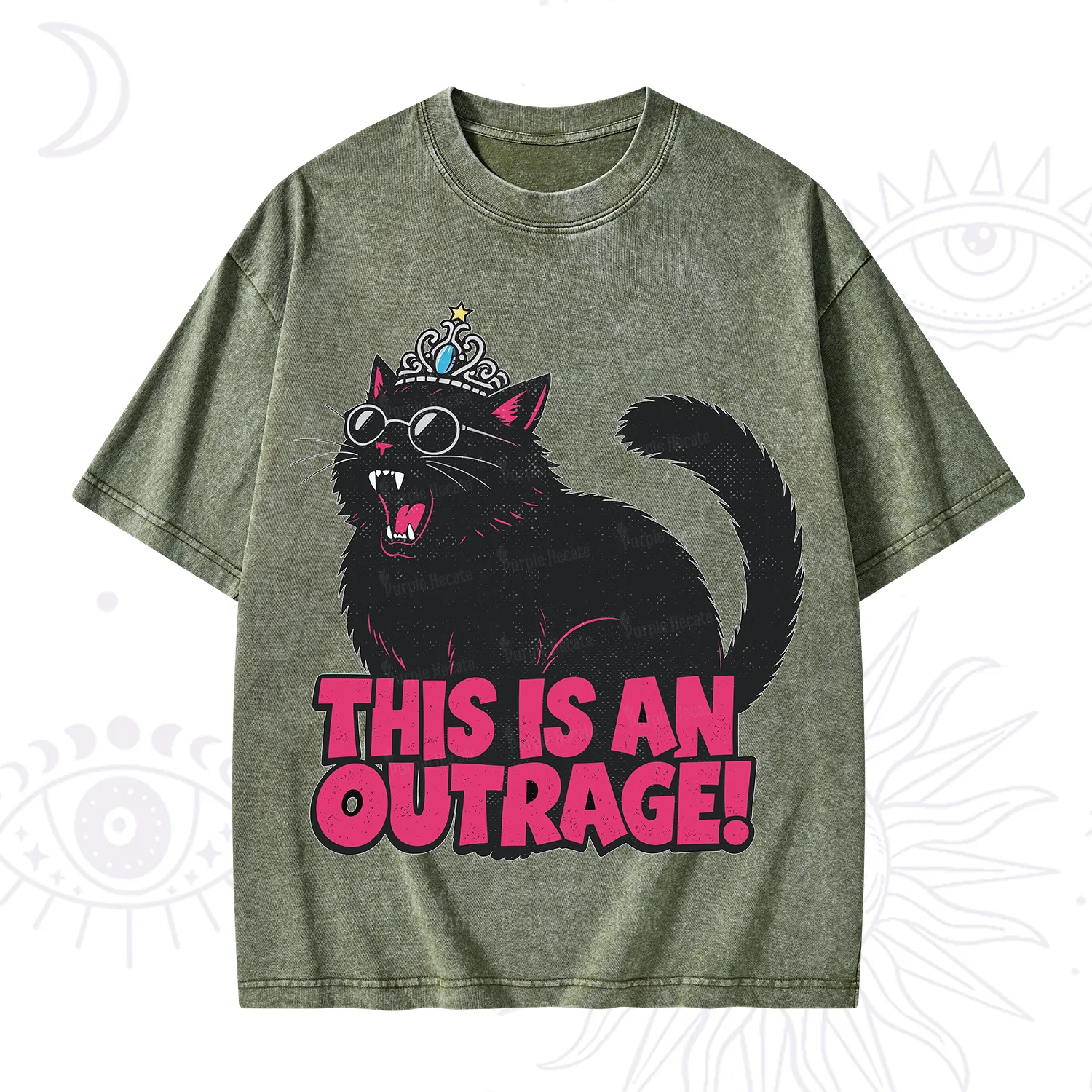 Purplehecate This is an outrage Princess Cat Washed T-Shirt