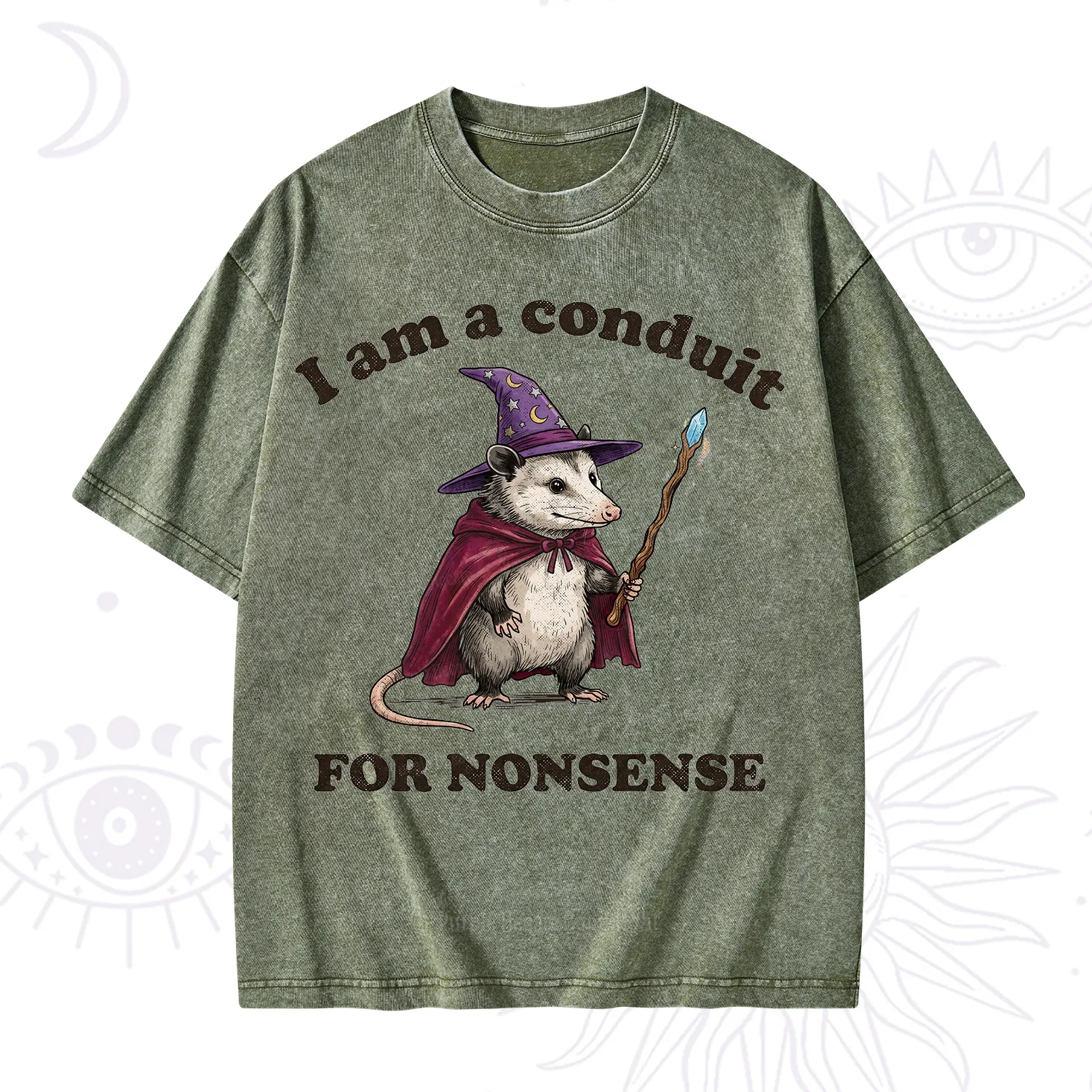 Purplehecate I Am A Conduit for Nonsense Possum Washed T-Shirt