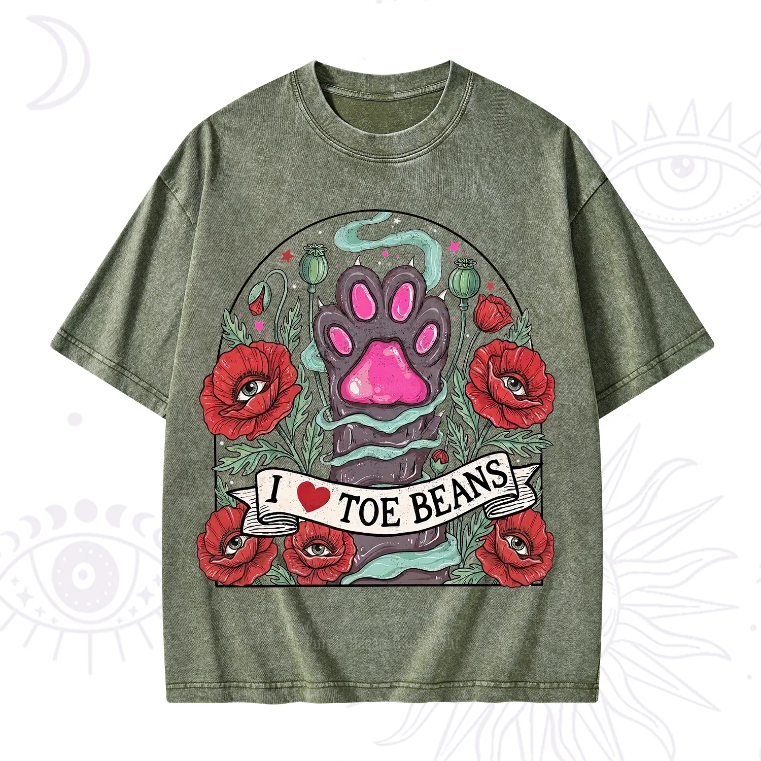 Purplehecate Toe Beans Lover Paw Washed T-Shirt