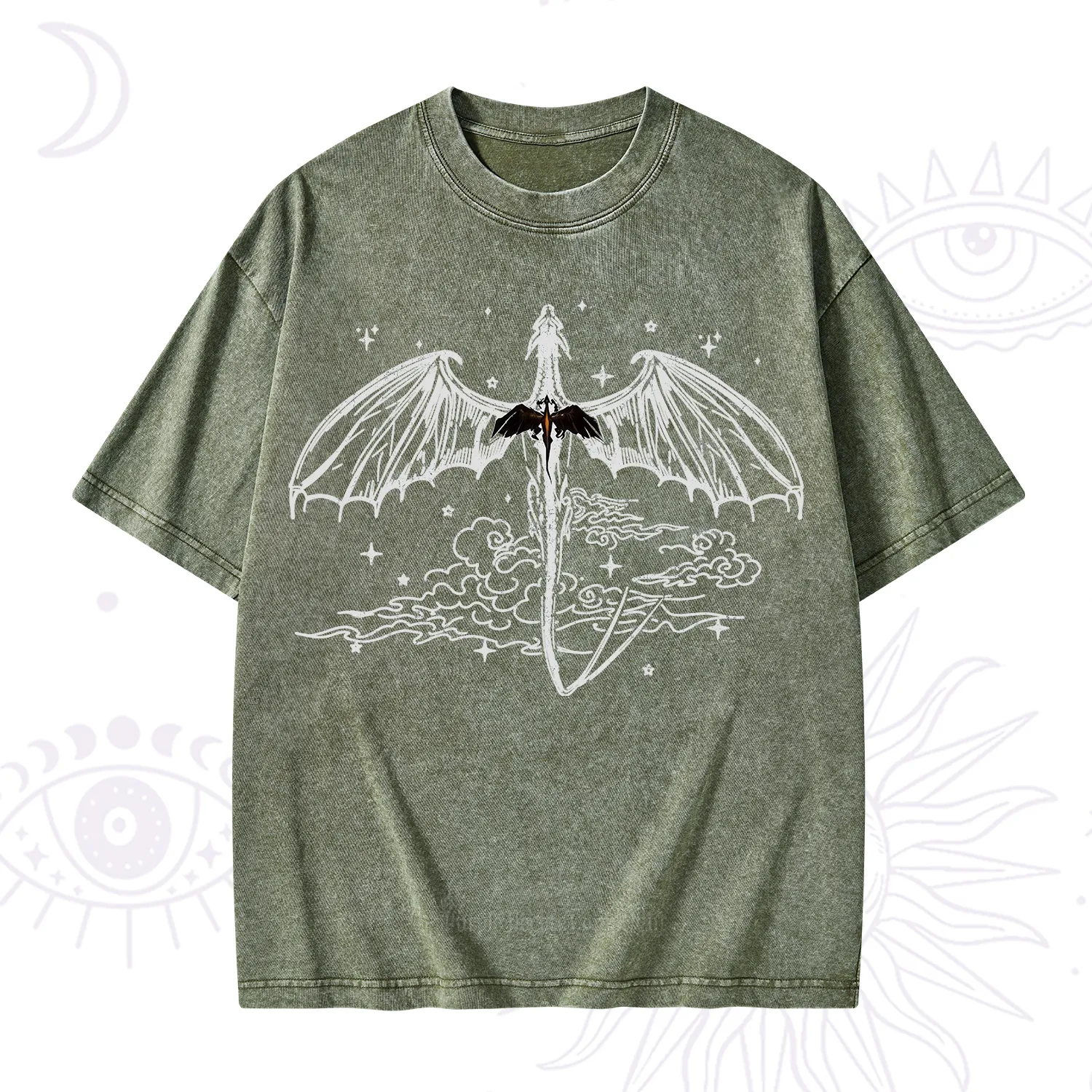 Purplehecate Dragon Rider Celestial Sword Washed T-Shirt